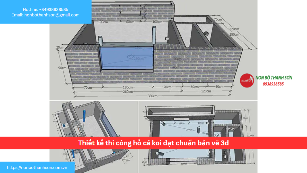 Thiết Kế & Thi Công Hồ Cá Koi Đạt Chuẩn Với Bản Vẽ 3D Chuyên Nghiệp